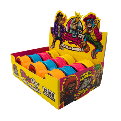 Monkey King Acrylic 3 Part Grinders - (12 Pack)