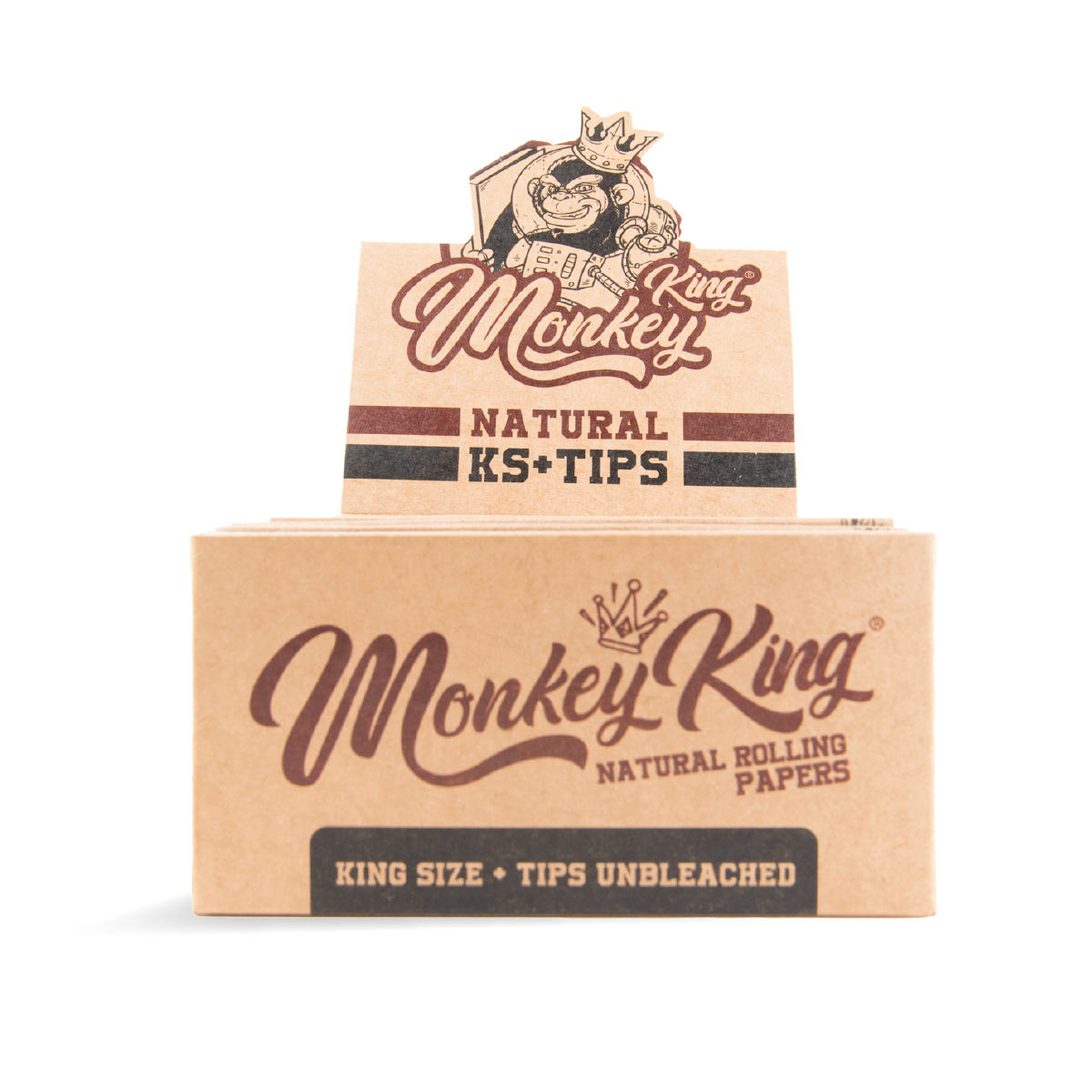 Monkey King Rolling Papers & Tips: Natural Unbleached - King Size (24 Pack)