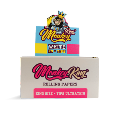 Monkey King Rolling Papers & Tips: White Ultra Thin - King Size (24 Pack)