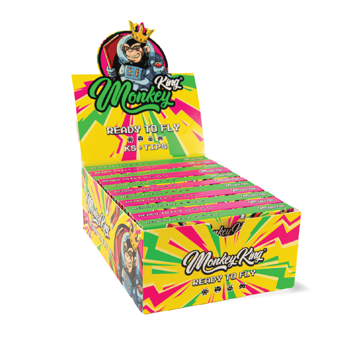 Monkey King Rolling Papers & Tips: Ready To Fly - King Size Unbleached (24 Pack)