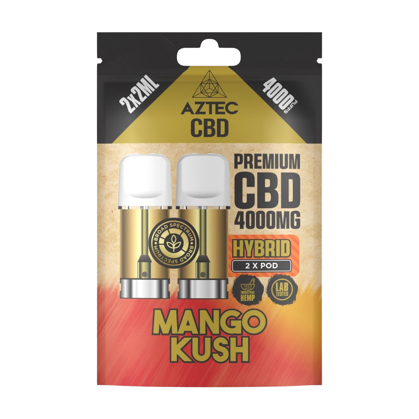 Aztec CBD Premium CBD Pods 4000mg 2x2ml - Mango Kush