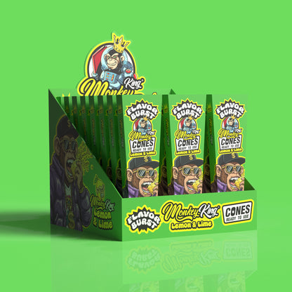 Monkey King: King Size Flavor Burst Cones (24 Pack) - Lemon Lime