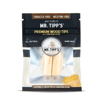 Mr Tipps Wood Corn Husk Filter Tips 10mm: Small Pouch (2pcs per Pack)