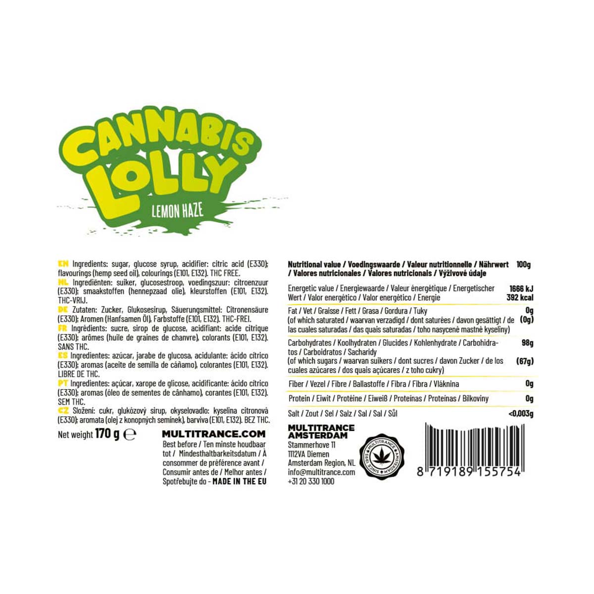 Multitrance Cannabis Lollipops: Lemon Haze (10 Pack)