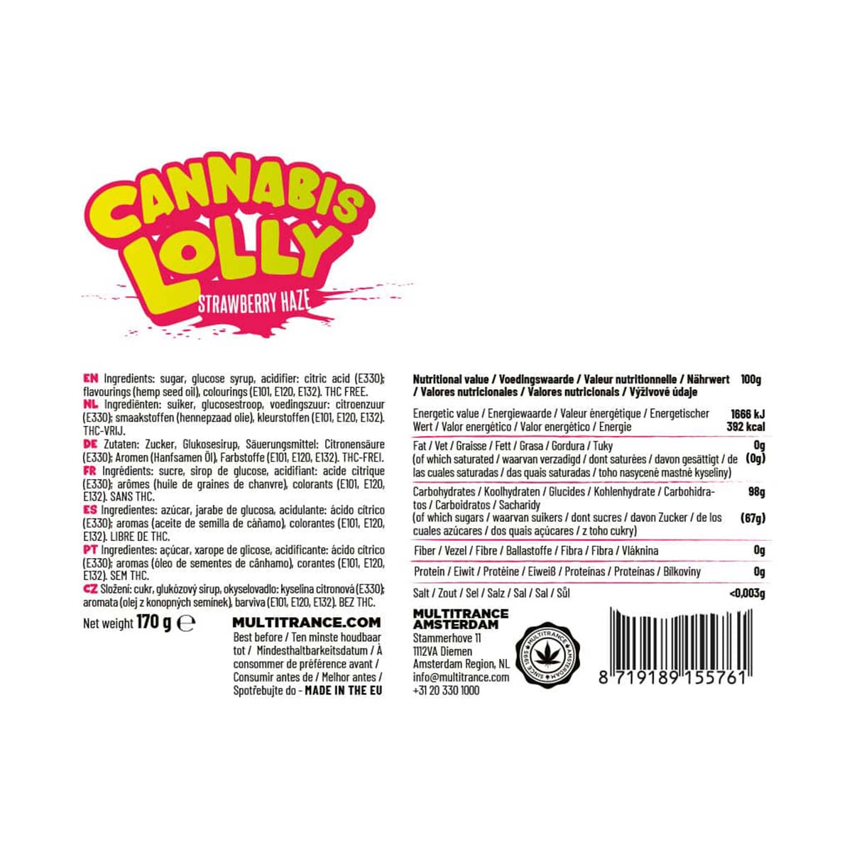 Multitrance Cannabis Lollipops: Strawberry Haze (10 Pack)