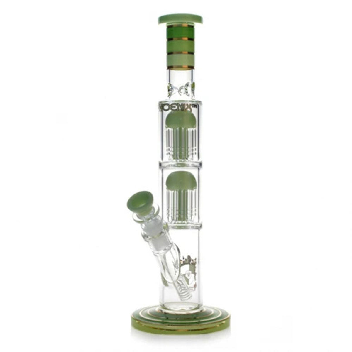 Phoenix Star: 14" Dual 8 Arm Percolator Glass Bong