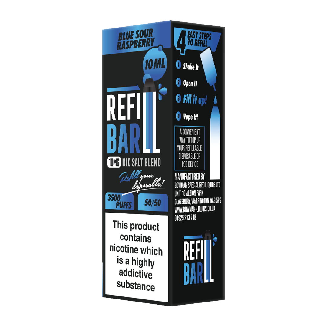 Refill Bar Salts Blue Sour Raspberry 10ml 50vg - (Pack Of 10)