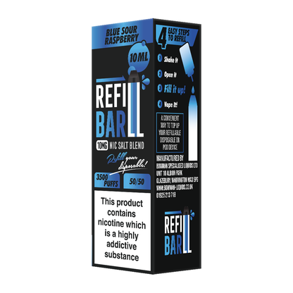 Refill Bar Salts Blue Sour Raspberry 10ml 50vg - (Pack Of 10)