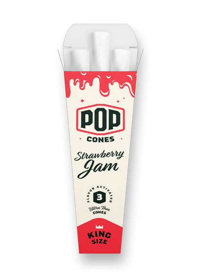 POP King Size Ultra Thin Pre Rolled Cones - Strawberry Jam (Full Box)