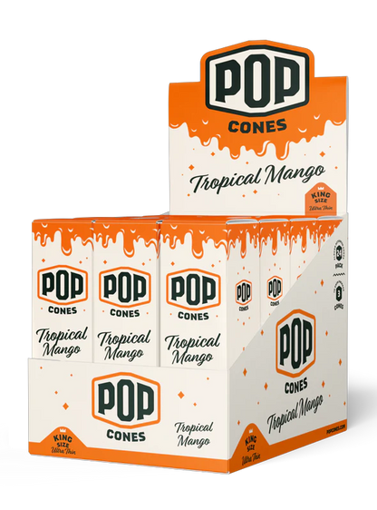 POP King Size Ultra Thin Pre Rolled Cones - Tropical Mango (Full Box)