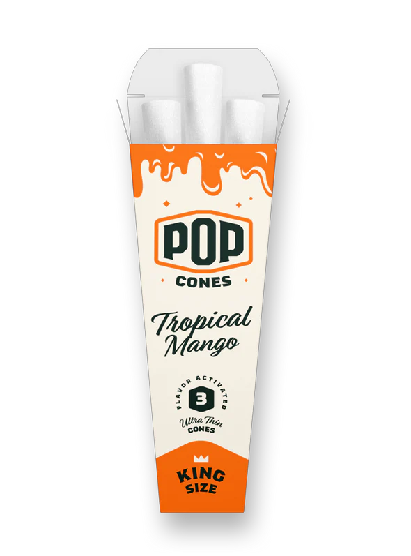 POP King Size Ultra Thin Pre Rolled Cones - Tropical Mango (Full Box)