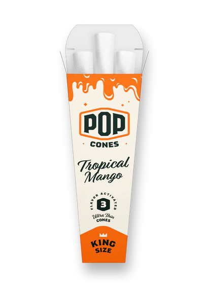 POP King Size Ultra Thin Pre Rolled Cones - Tropical Mango (Full Box)