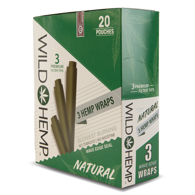 CDU Wild Hemp: 3 Hemp Wraps - Natural (20 Pack)