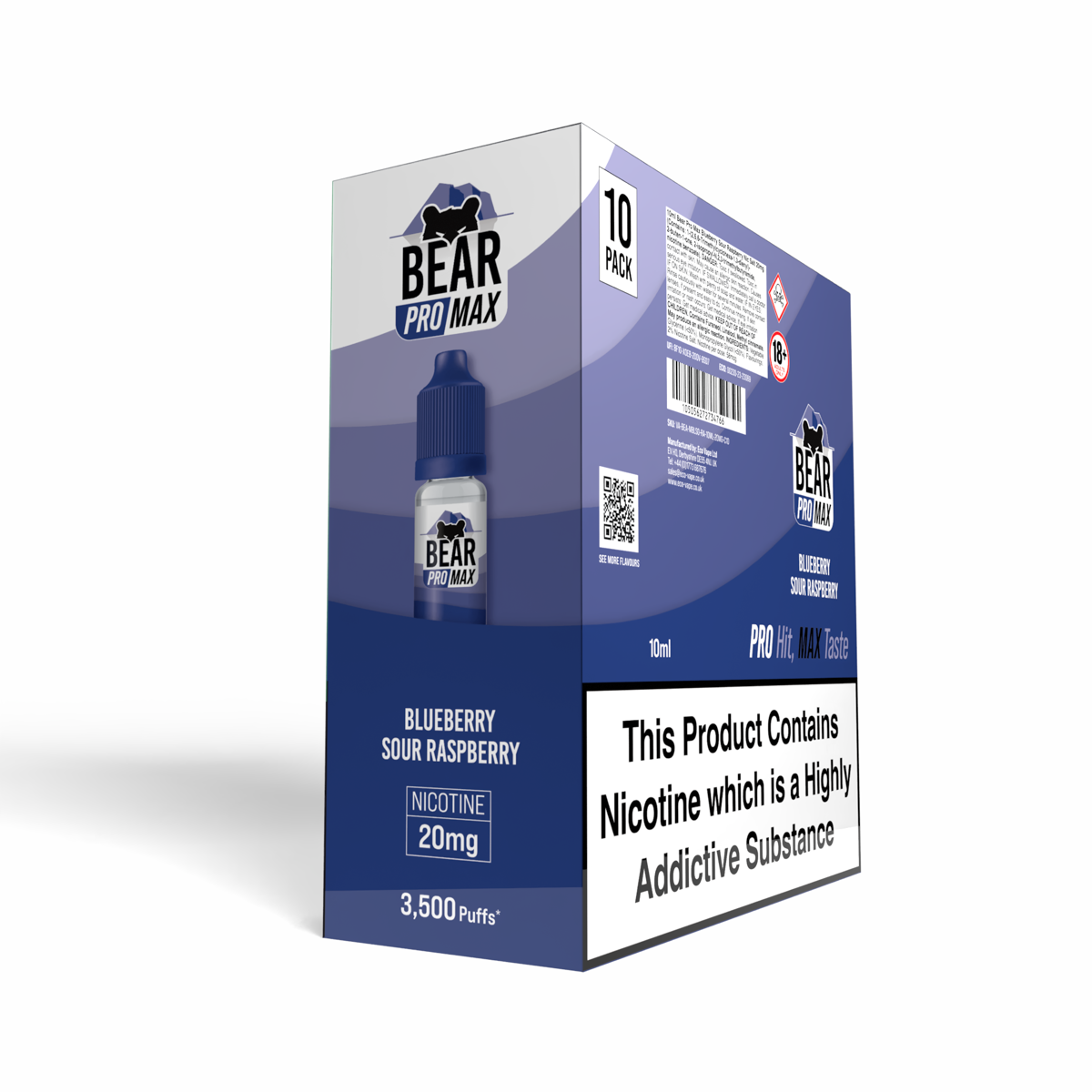 BEAR Pro MAX Salts: Blueberry Sour Raspberry - 20mg (10 Pack)