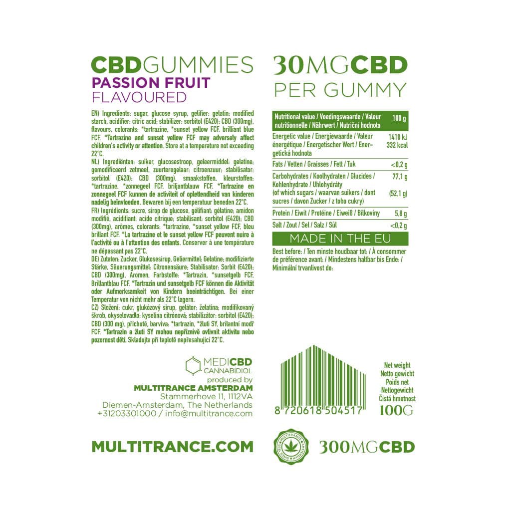 MediCBD CBD Gummy Bears: Passion Fruit - 300mg