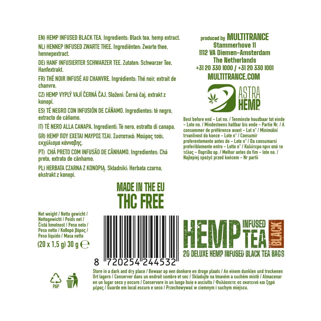 Astra Hemp Pyramid Hemp Tea Bags: Black Tea (20 Pack)