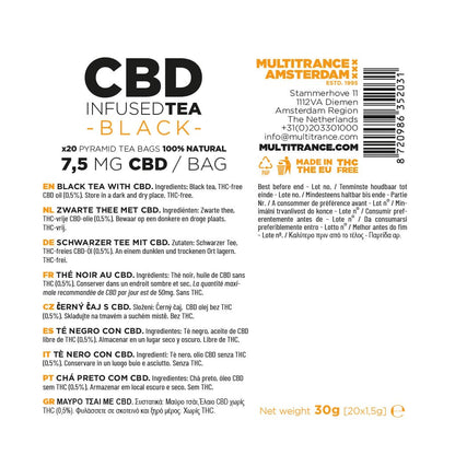 Multitrance Pyramid CBD Tea Bags: Black Tea - 150mg (20 Pack)