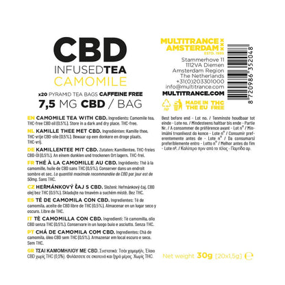 Multitrance Pyramid CBD Tea Bags: Camomile Tea - 150mg (20 Pack)