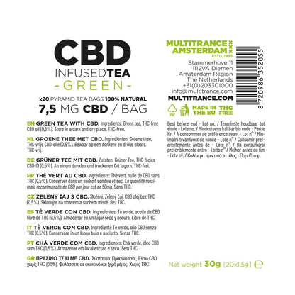 Multitrance Pyramid CBD Tea Bags: Green Tea - 150mg (20 Pack)