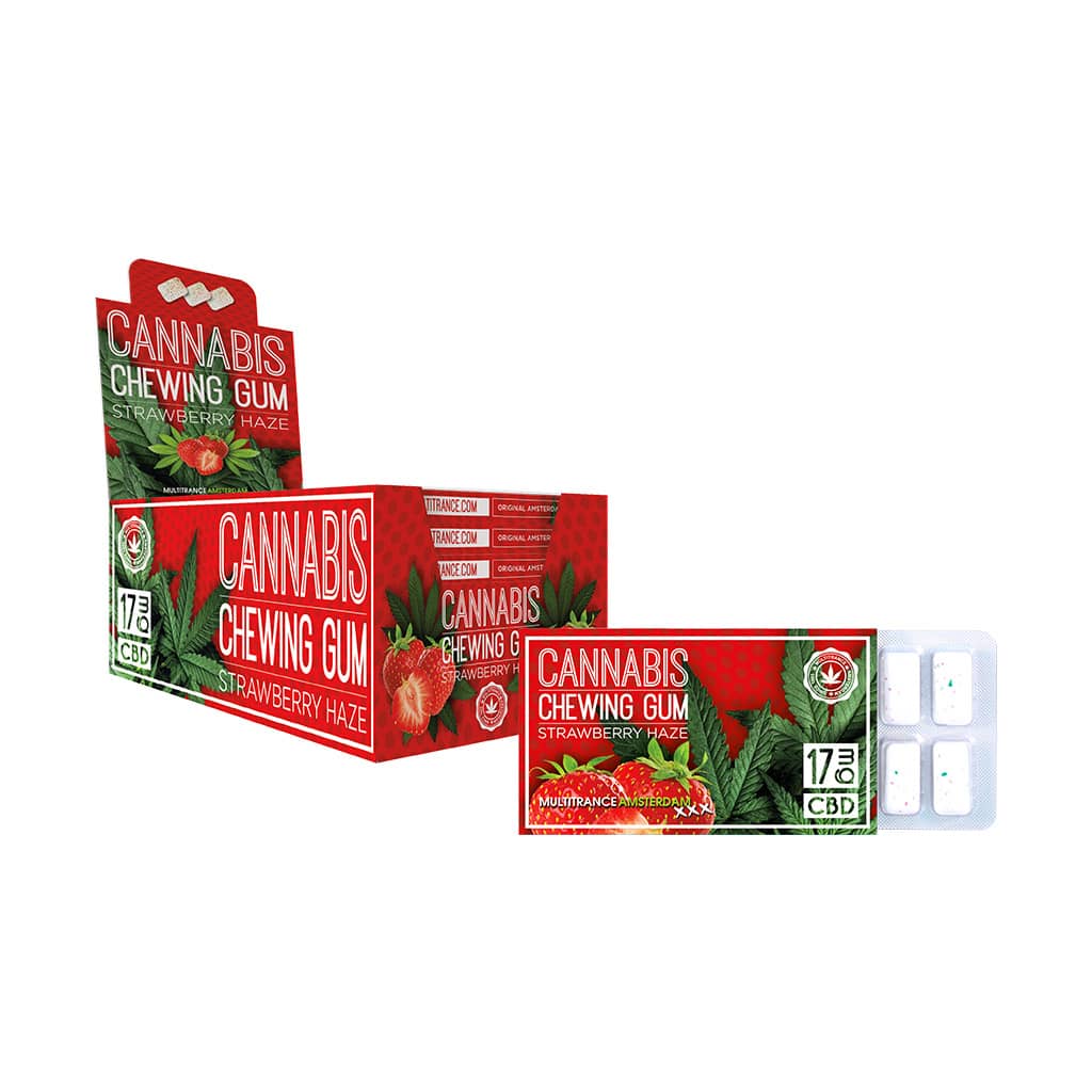 Cannabis CBD Chewing Gum: Strawberry Haze - 17mg (24 Pack)