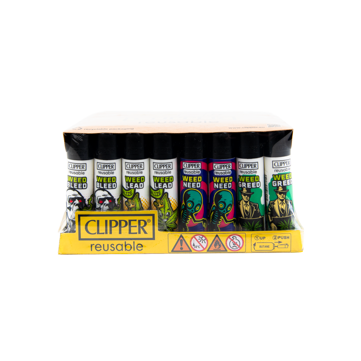 Clipper: Weed Rhyme BW LB Lighters (48 Pack)