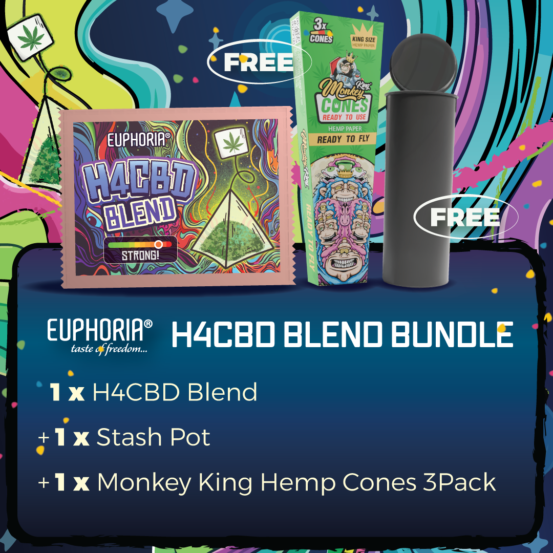Euphoria - H4CBD Blend (Bundle Includes FREE Stash Pot + Hemp Cones 3 Pack)