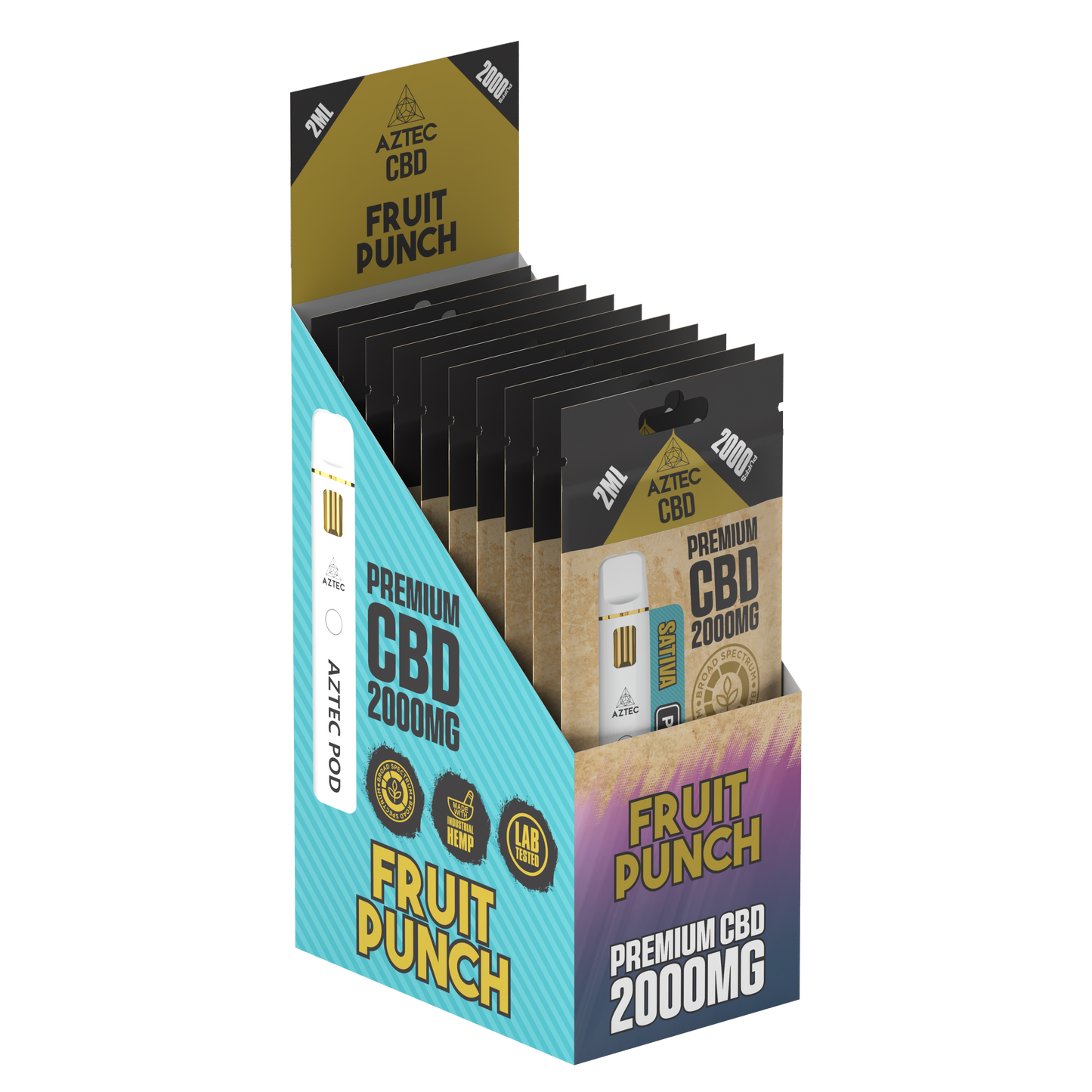 Aztec CBD Premium CBD Pod System 2000mg 2ml - Fruit Punch