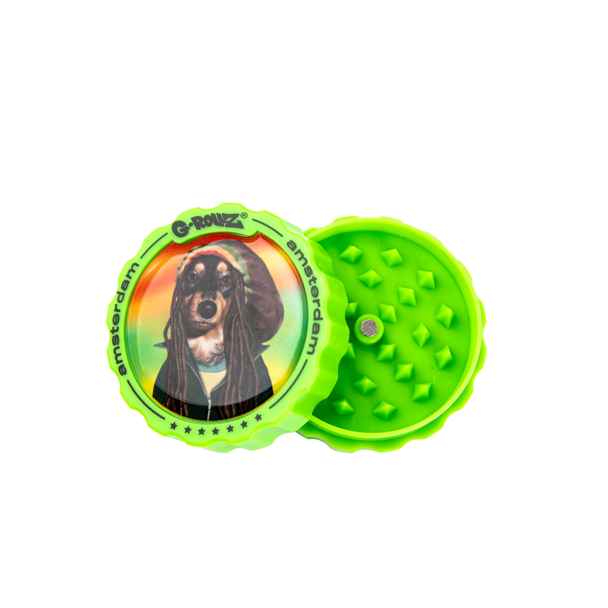 G-Rollz Rasta Dog 3 Part Grinders - (18 Pack)