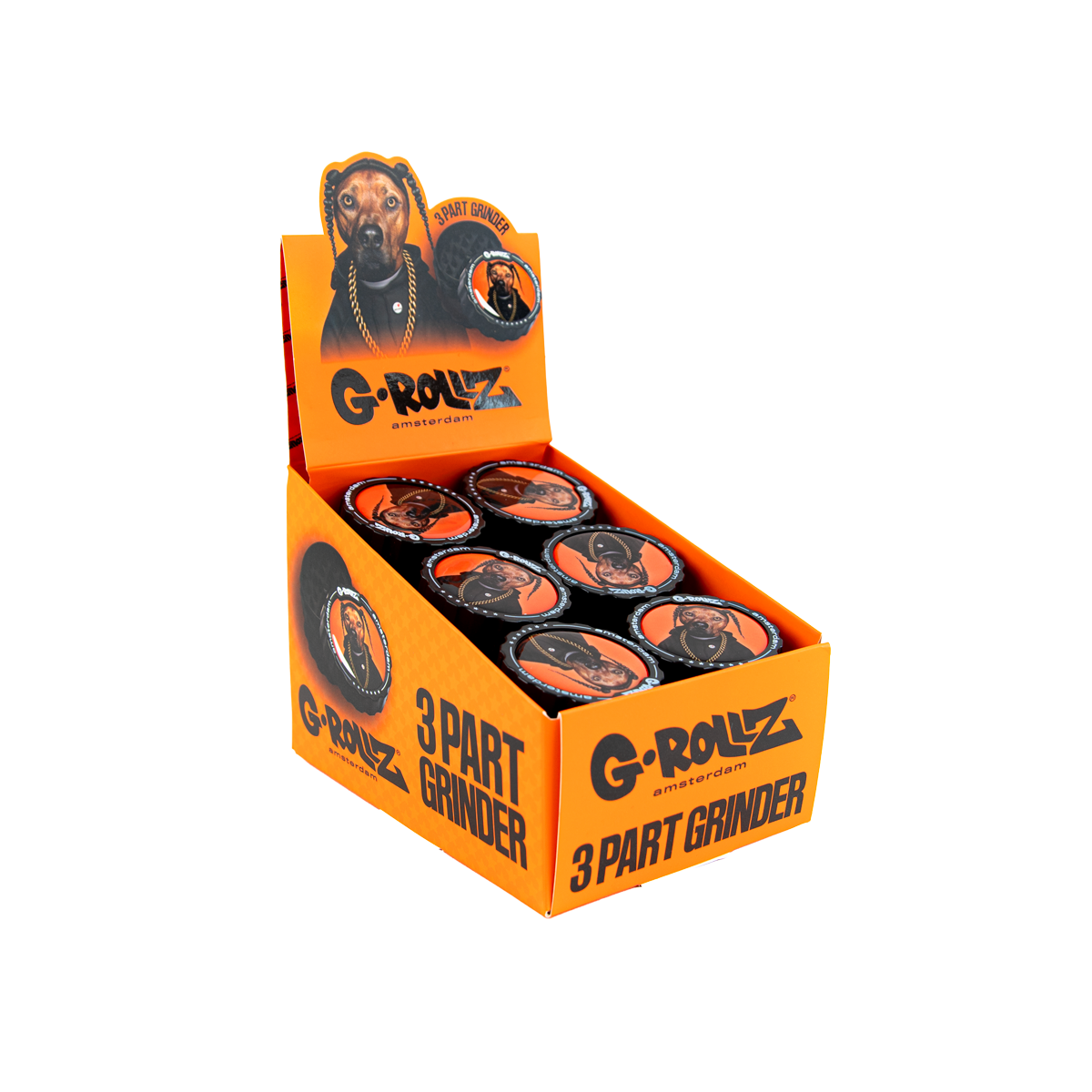 G-Rollz Rap Dog 3 Part Grinders - (18 Pack)