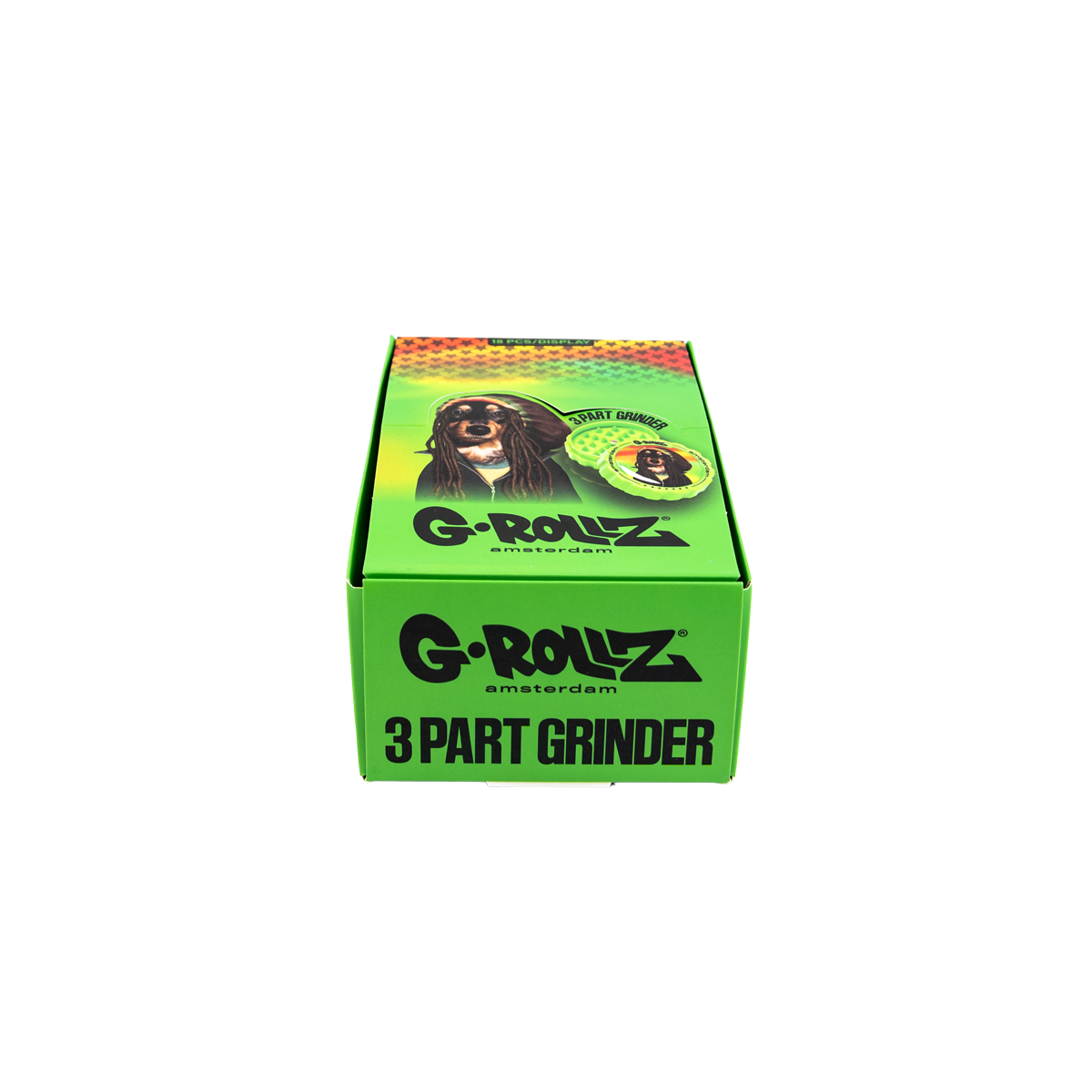 G-Rollz Rasta Dog 3 Part Grinders - (18 Pack)