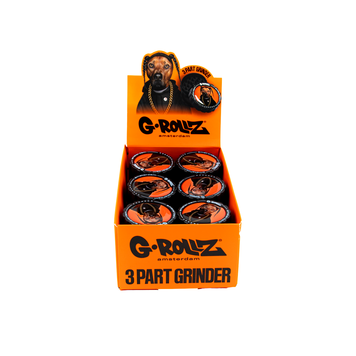 G-Rollz Rap Dog 3 Part Grinders - (18 Pack)