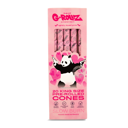 G-Rollz Banksy's Graffiti 'Panda Gunnin' Pink King Size Pre-rolled Cones 20pcs Pack