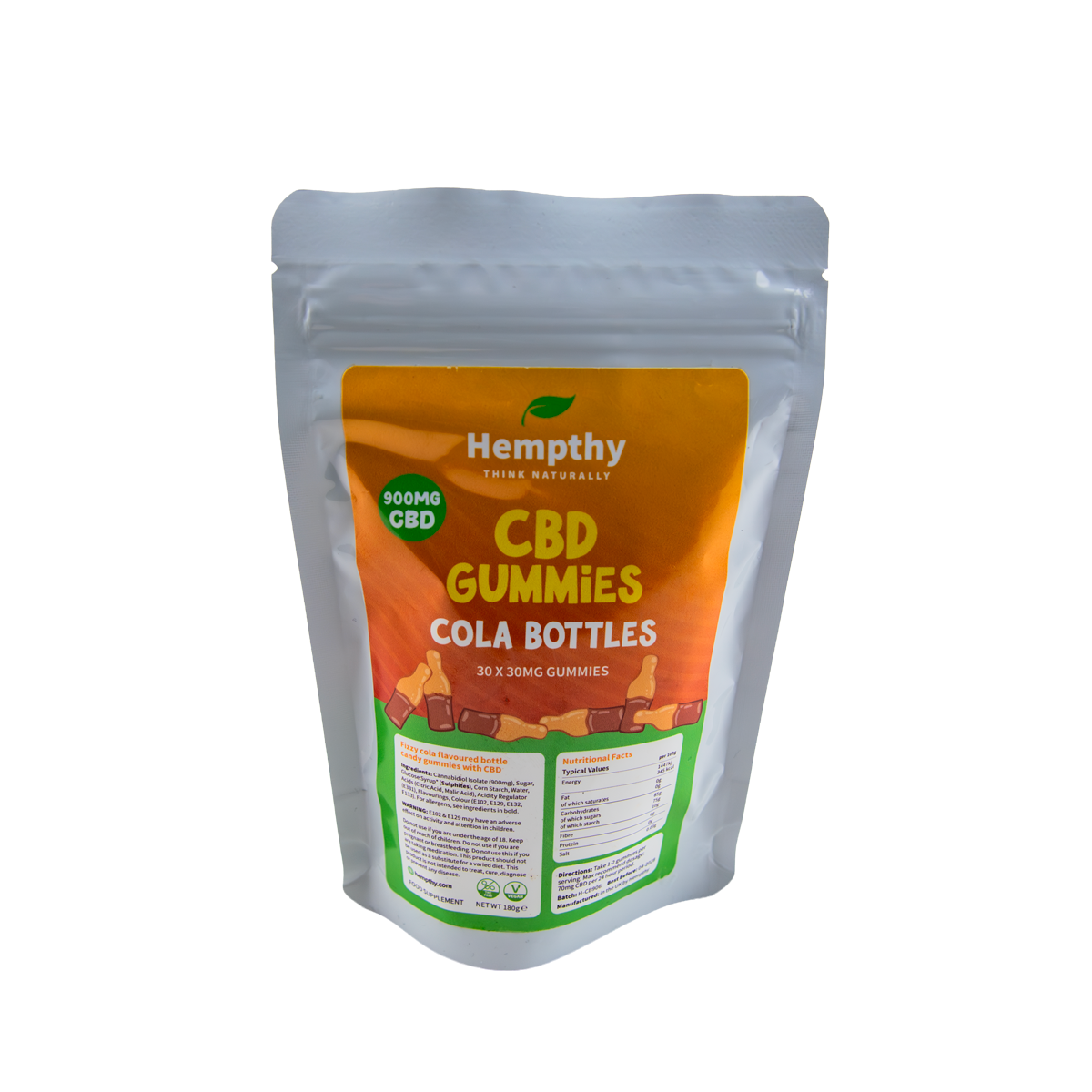 Hempthy Cola Bottle CBD Gummies 900mg - (30 Pack)