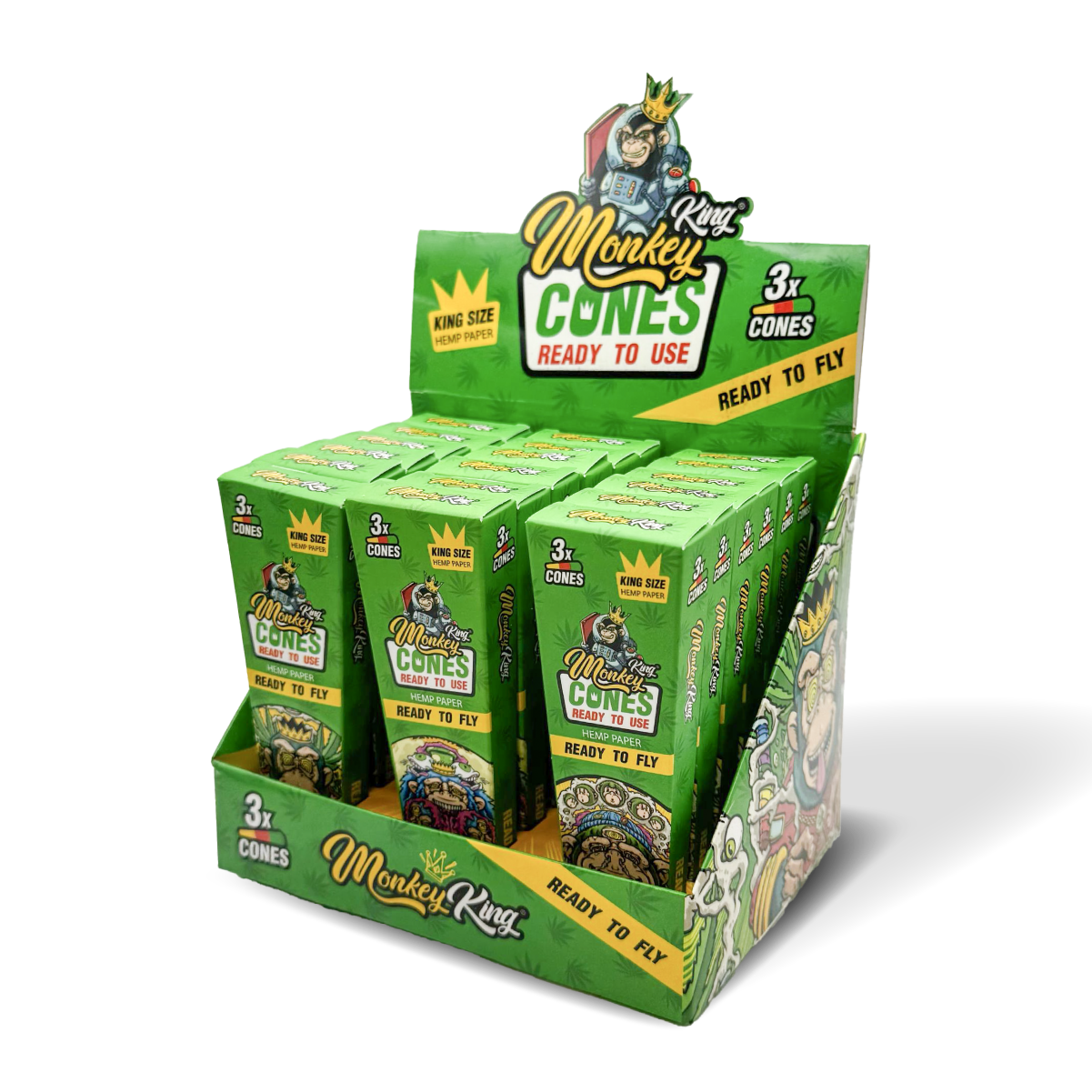 Monkey King Pre-Rolled Cones 3 Pack - Hemp (18 pcs)