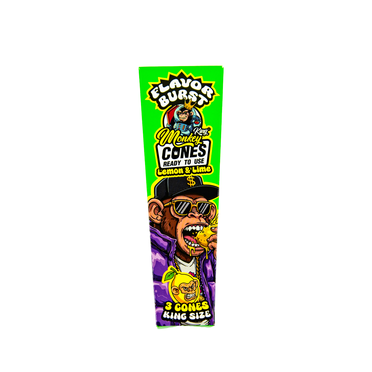 Monkey King: King Size Flavor Burst Cones (24 Pack) - Lemon Lime