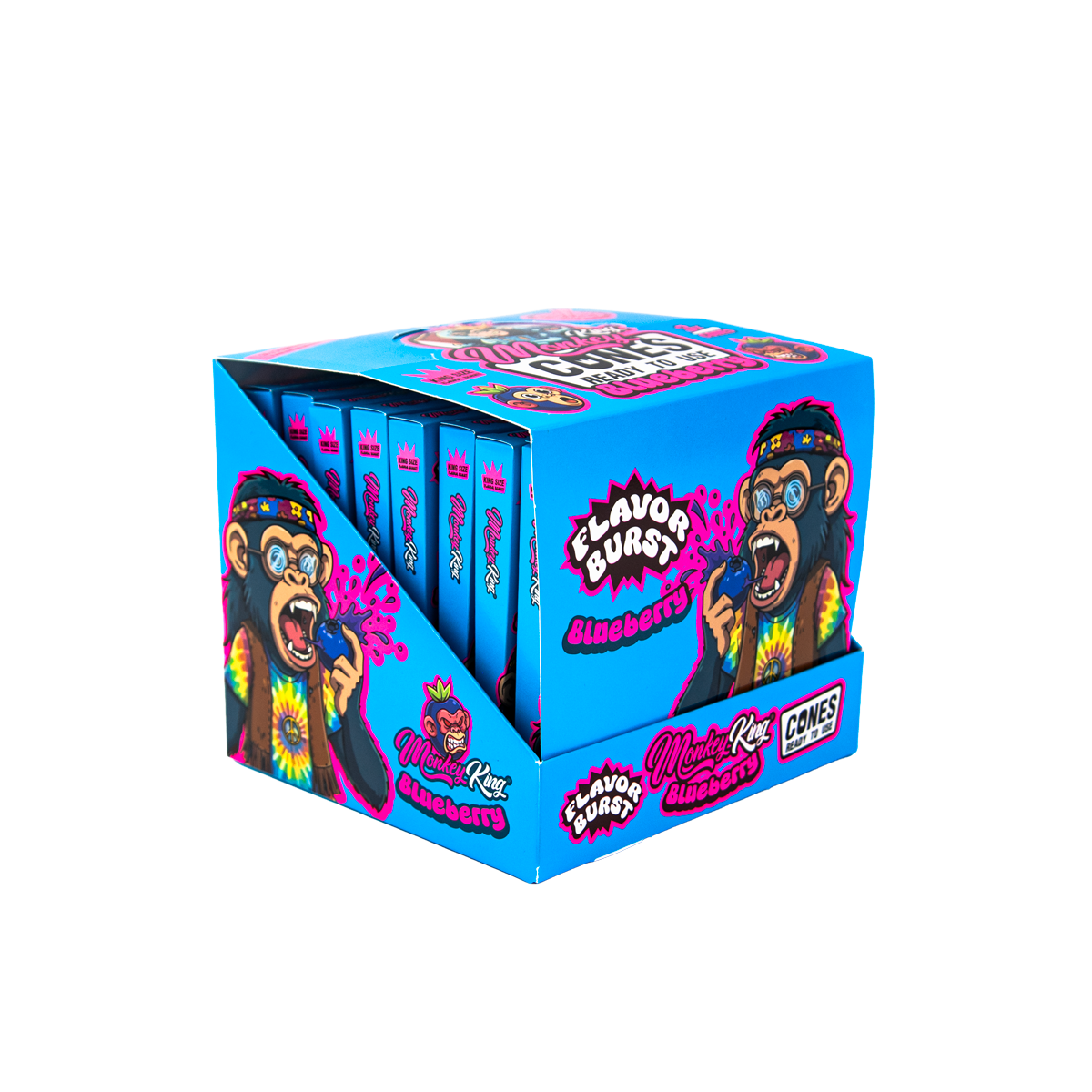 Monkey King: King Size Flavor Burst Cones (24 Pack) - Blueberry