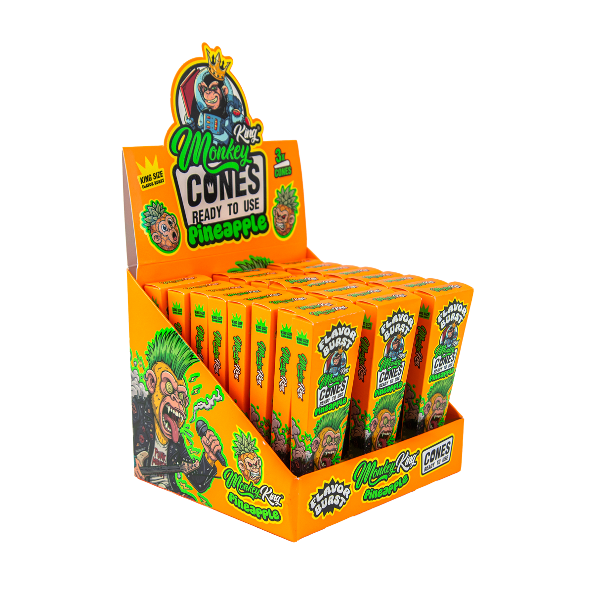 Monkey King: King Size Flavor Burst Cones (24 Pack) - Pineapple