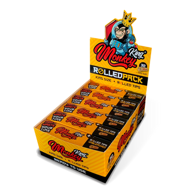 Monkey King Rolling Papers + Pre-Rolled Tips: King Size Unbleached (12 Pack)