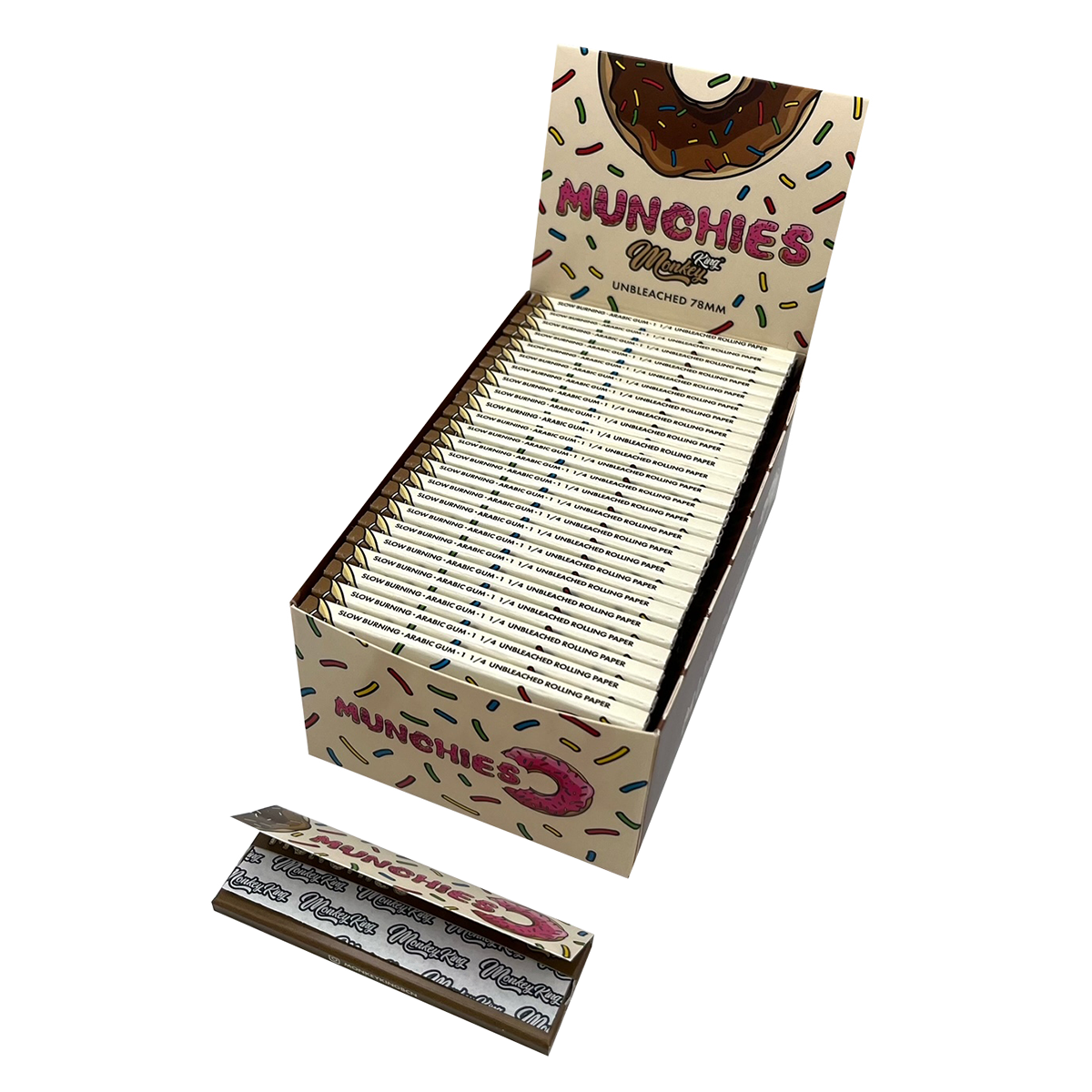 Monkey King Rolling Papers: Munchies Ed. - Medium 1¼ Unbleached (50 Pack)