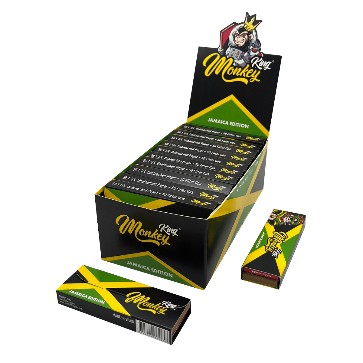 Monkey King Rolling Papers & Tips: Jamaica Ed. - Medium 1¼ (24 Pack)