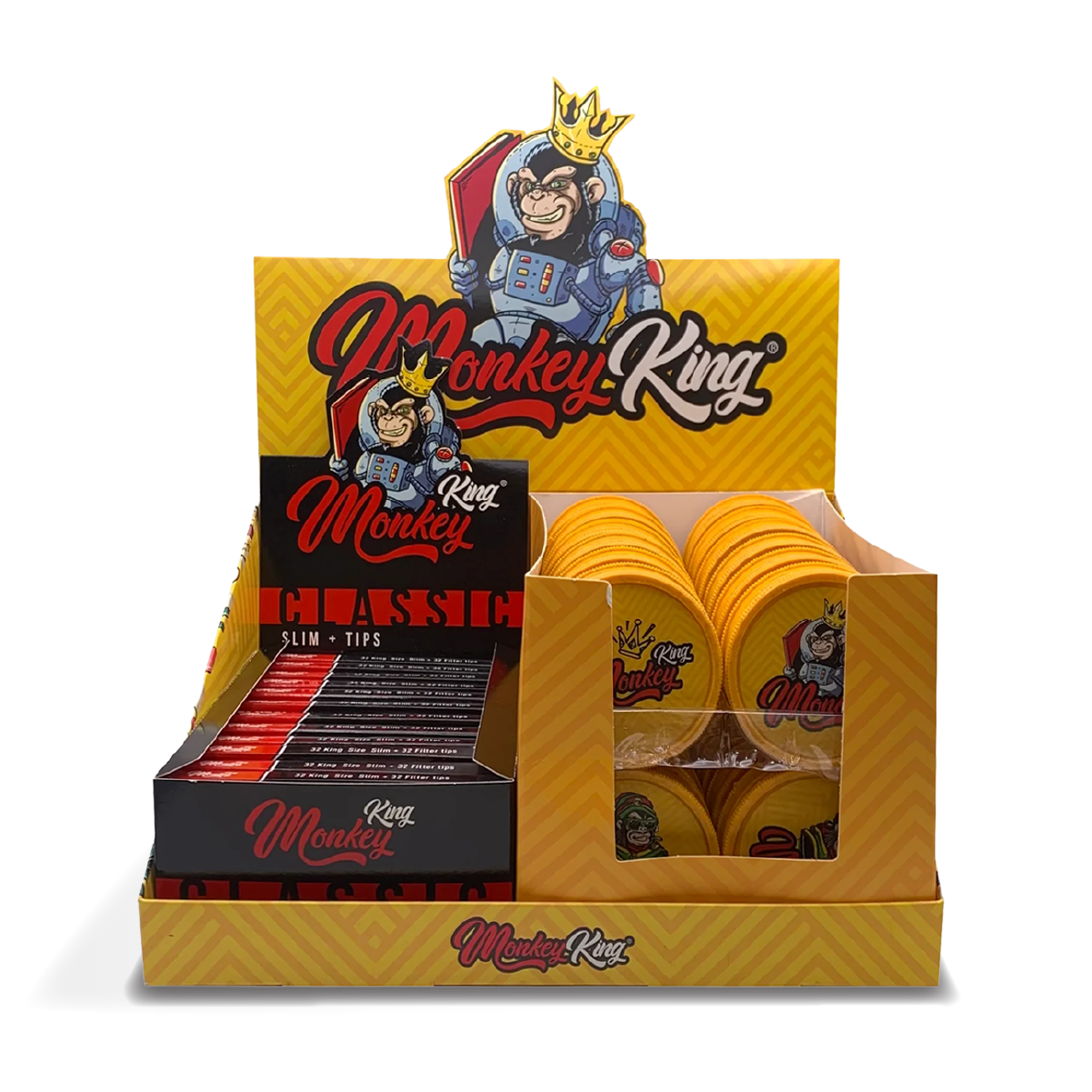 Monkey King Yellow Pack: Grinders, Rolling Papers & Tips (24 Pack)