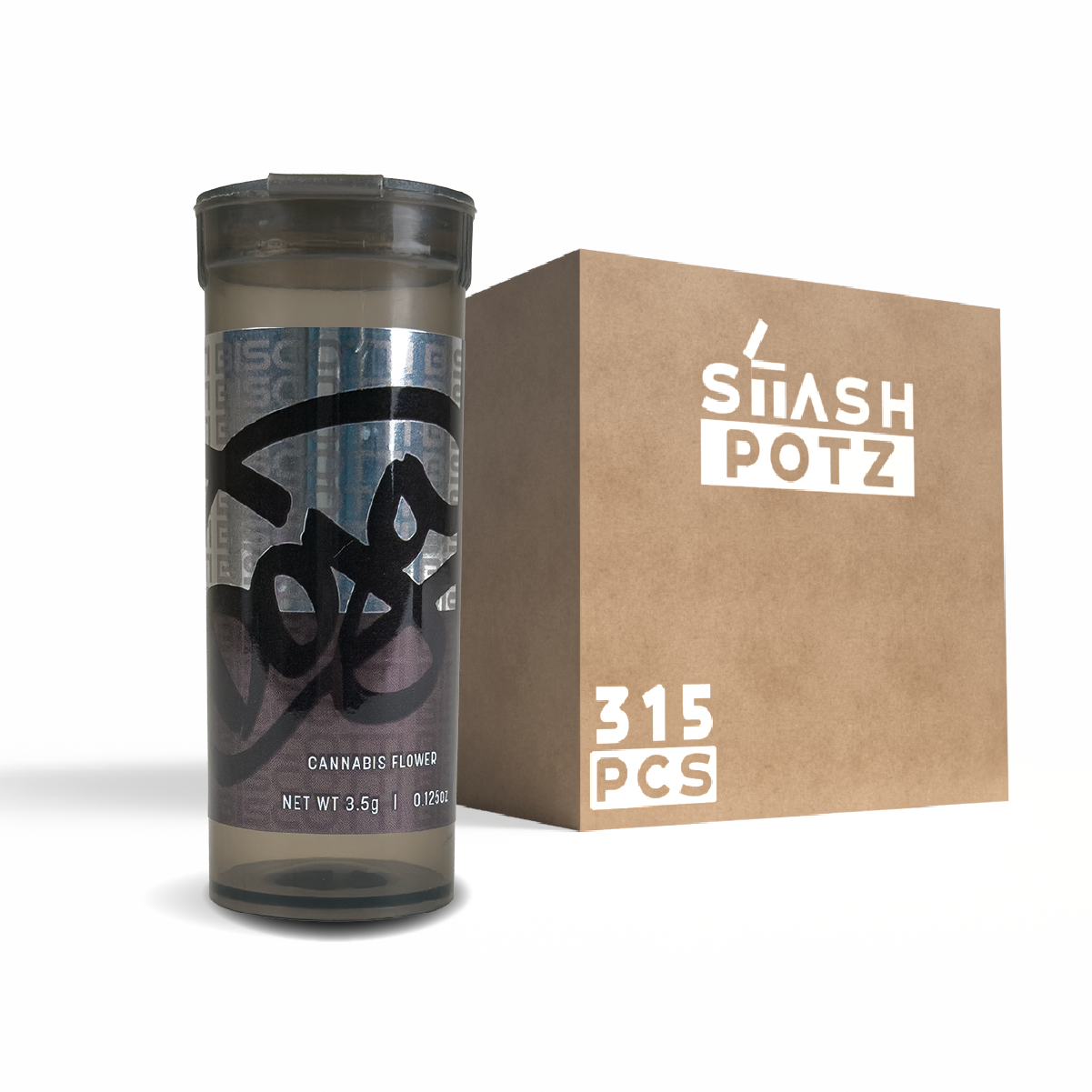 Stash Potz + Label Roll: Black Pot - Doja Biscotti (315pcs Carton)