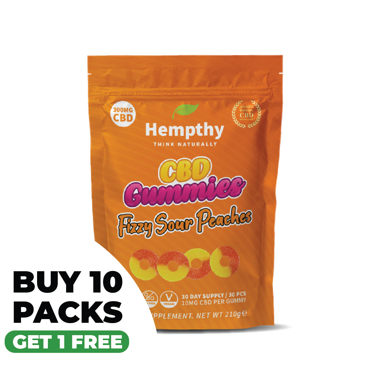 Hempthy CBD Fizzy Sour Peaches 300mg