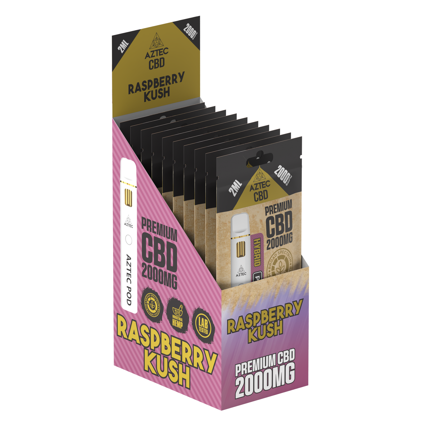 Aztec CBD Premium CBD Pod System 2000mg 2ml - Raspberry Kush