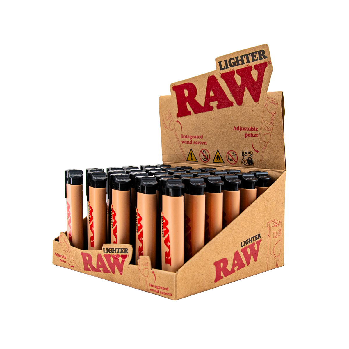 Raw: Brown Adjustable Poker Lighters (30 Pack)