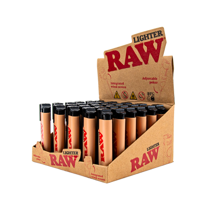 Raw: Brown Adjustable Poker Lighters (30 Pack)