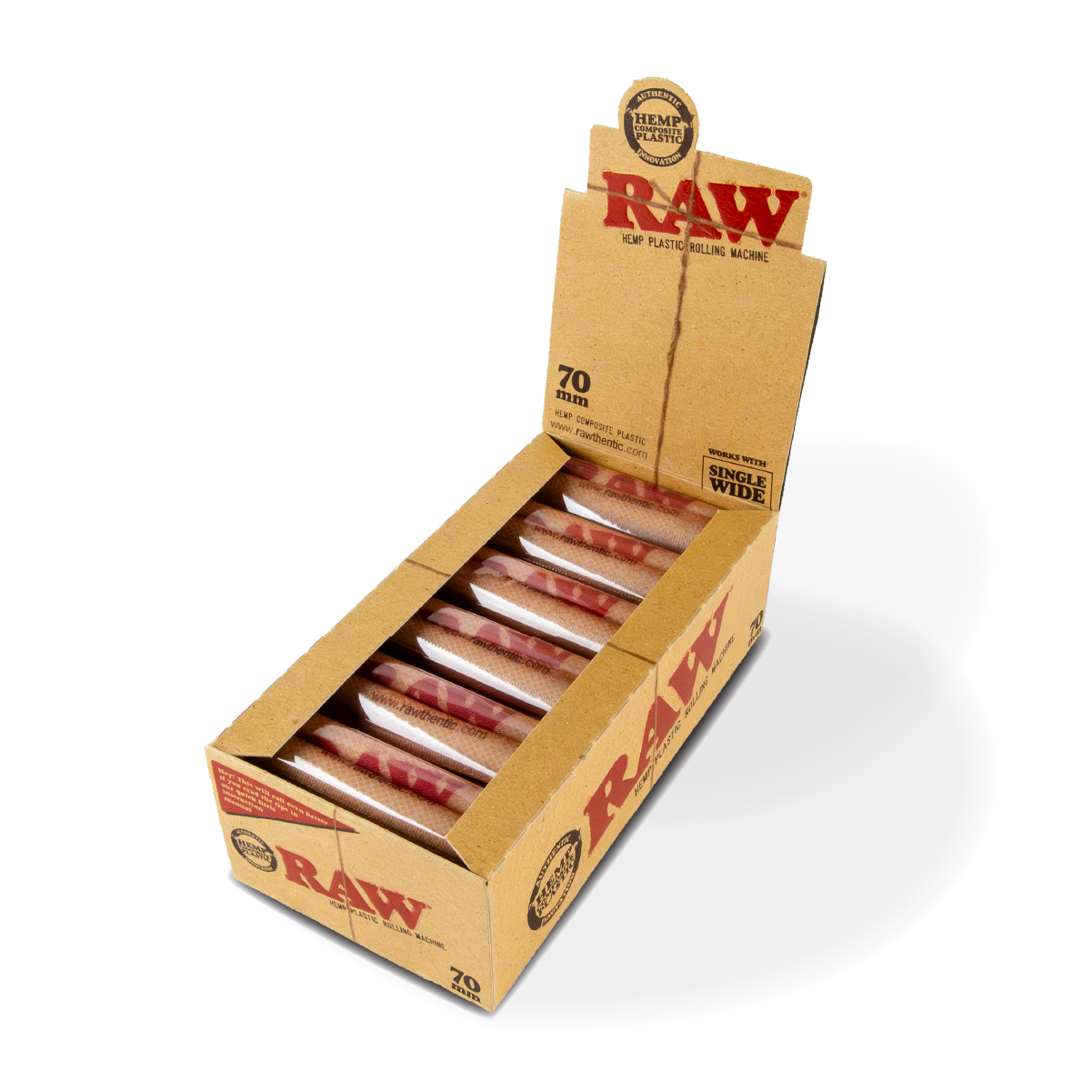 RAW Hemp Plastic Rolling Machine: 70mm (12 Pack)