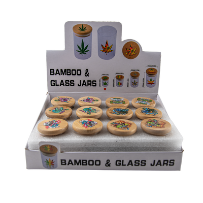 D&K Small Glass Storage Jar Printed Lid (12 Pack)