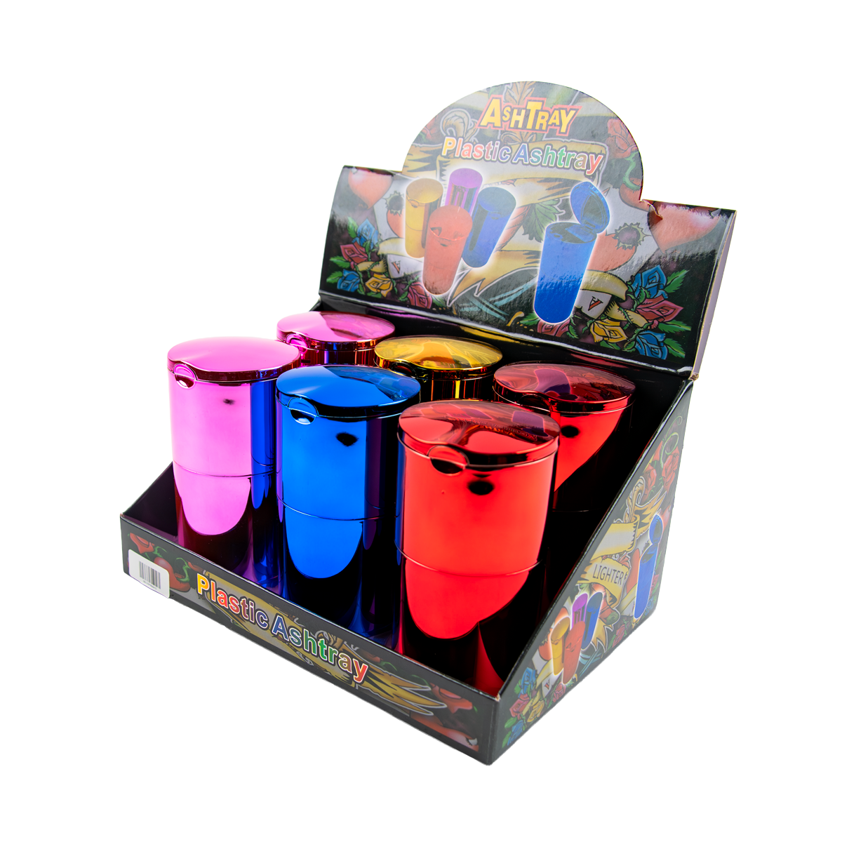 Sparkys Plastic Ashtray Metallic Mixed Colours (6 Pack)