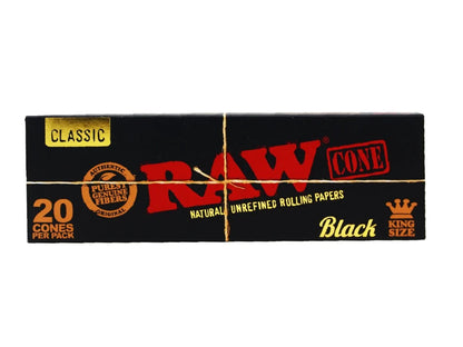 RAW Classic Black King Size Pre Rolled Cones (20 pcs)-RAW-Blazed Wholesale